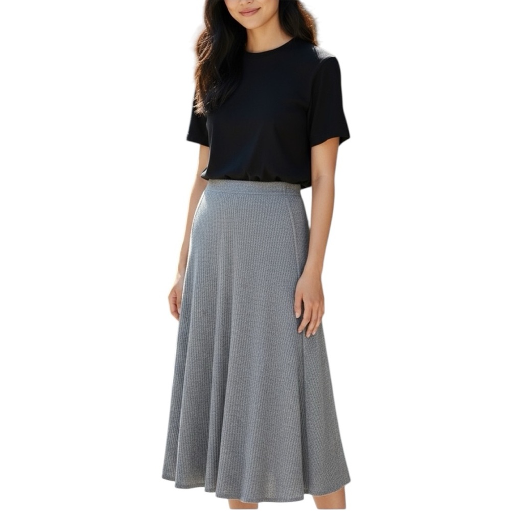 ABOUND Rib Knit Midi Skirt Gray A Line  Size XS